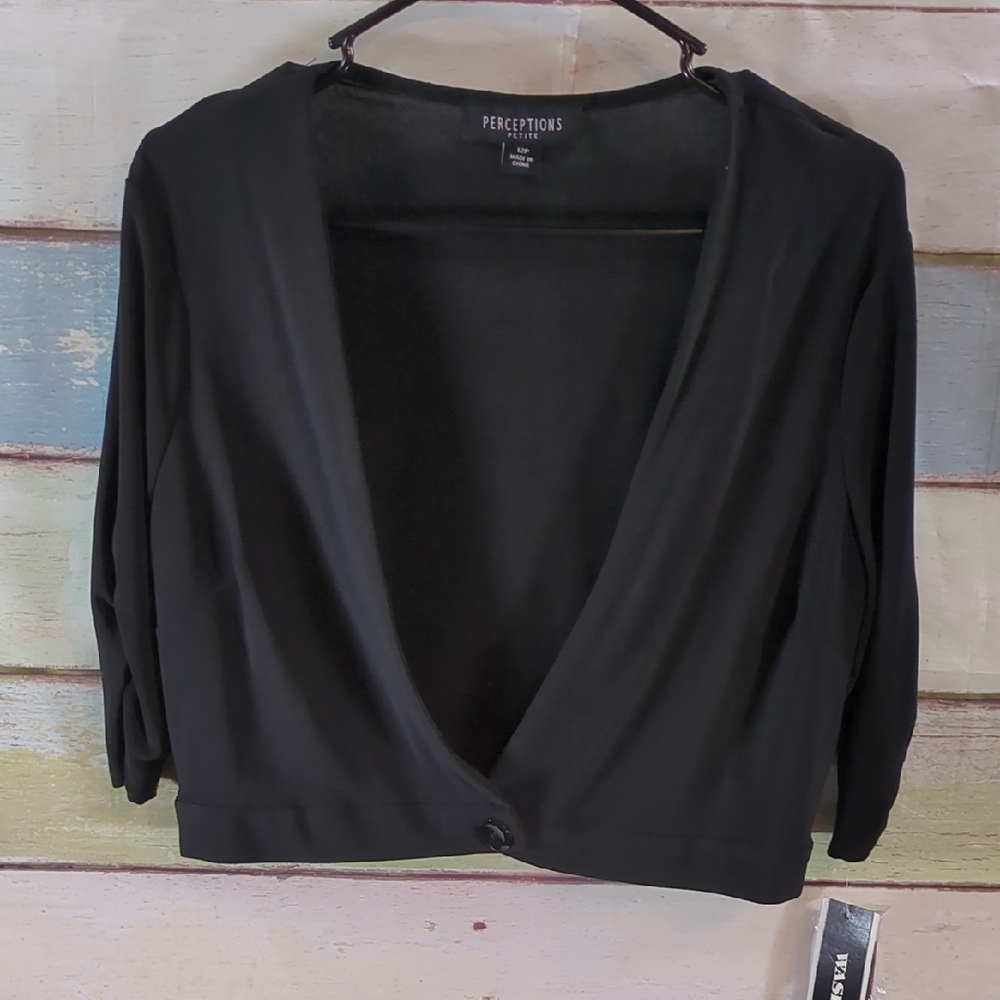 Perceptions Petite Black 3/4 Sleeve Dress